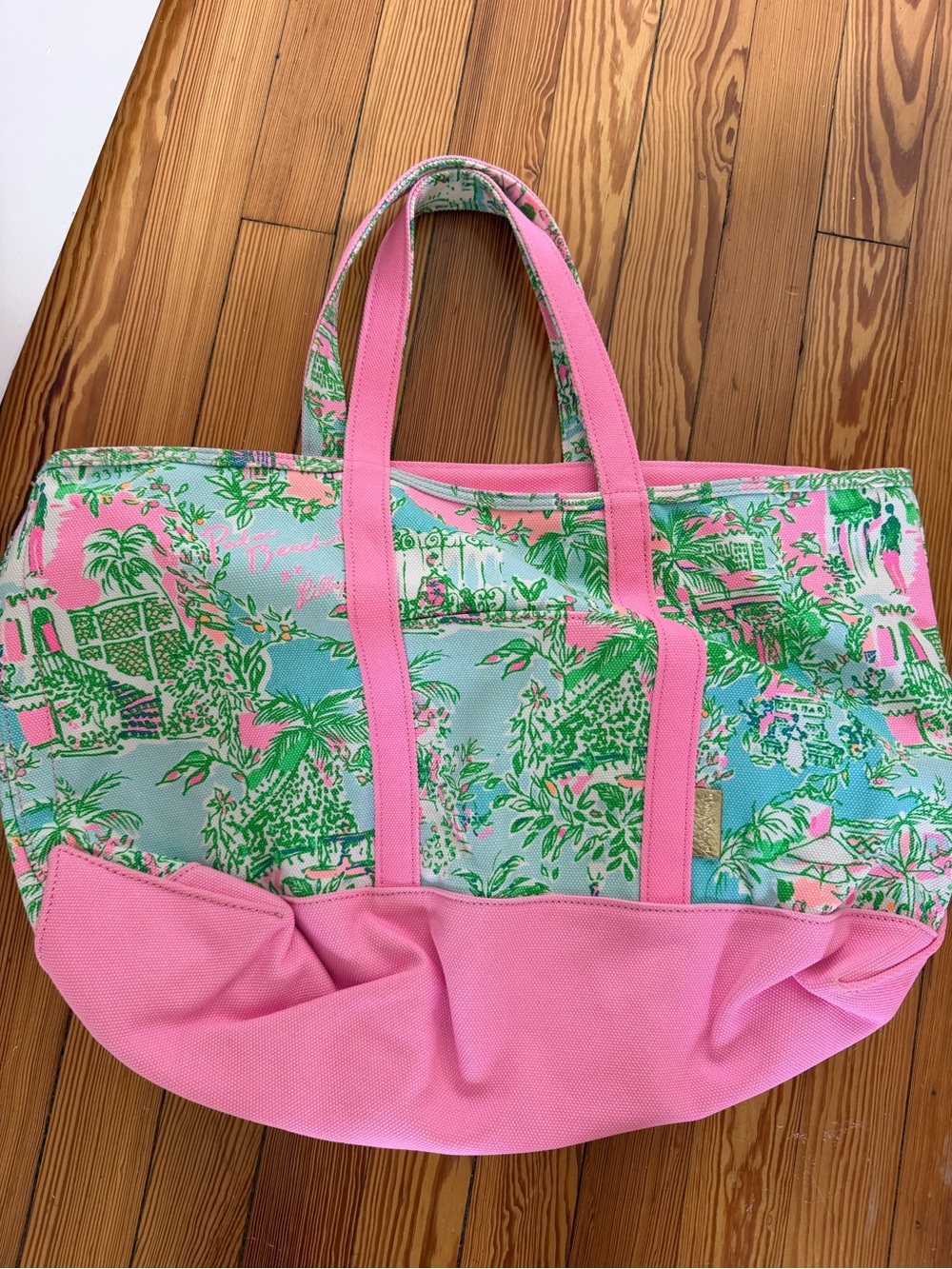 Lilly Pulitzer Palm Beach Pink & Green Printed Canvas Tote Bag